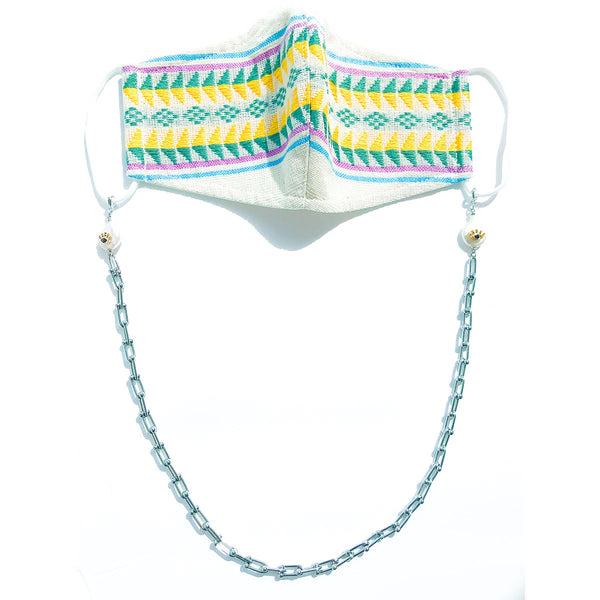ADJNA Eye Pearl Silver Face Mask Chain