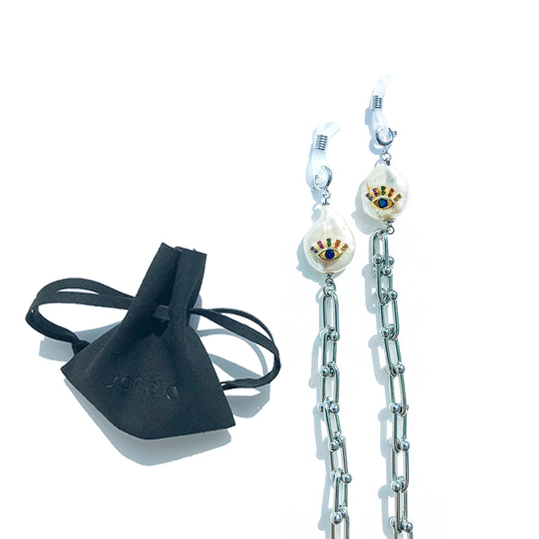 ADJNA Eye Pearl Silver Sunglasses Chain