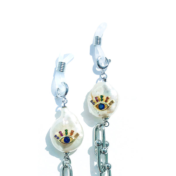 ADJNA Eye Pearl Silver Sunglasses Chain