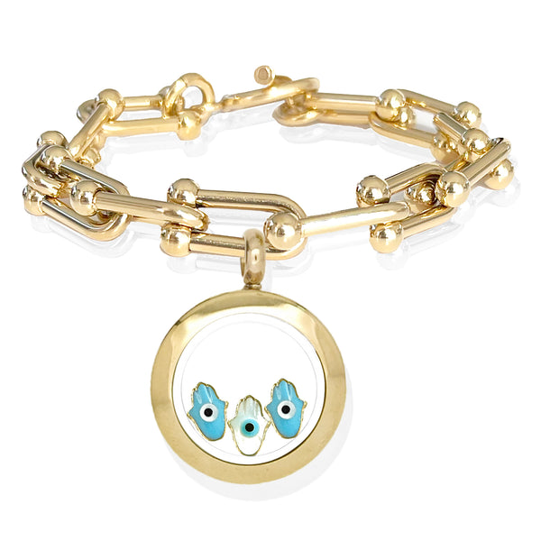 FATIMA Baby Floating Evil Eye Charms Bracelet