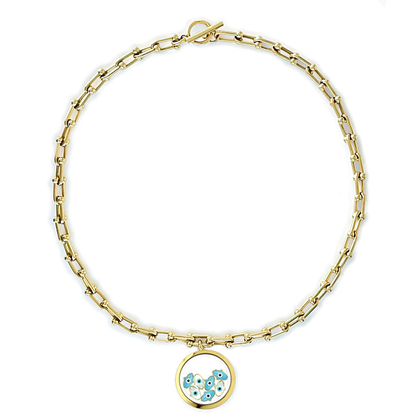 FATIMA Baby Floating Evil Eye Charms Necklace