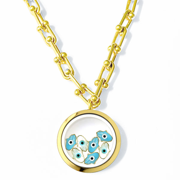 FATIMA Baby Floating Evil Eye Charms Necklace