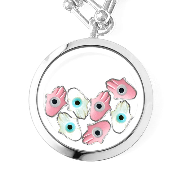 FATIMA Baby Floating Evil Eye Charms Necklace