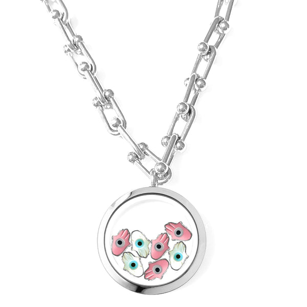FATIMA Baby Floating Evil Eye Charms Necklace