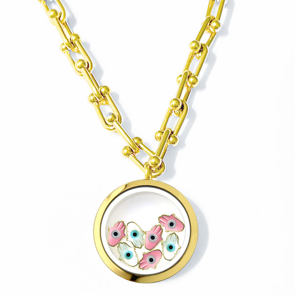 FATIMA Baby Floating Evil Eye Charms Necklace