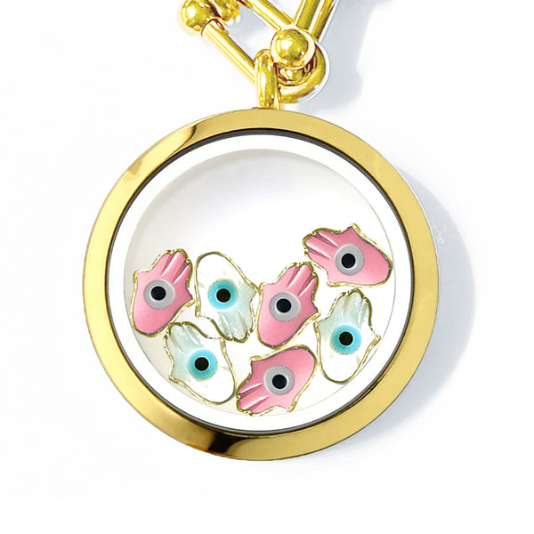 FATIMA Baby Floating Evil Eye Charms Necklace