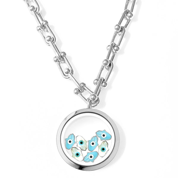 FATIMA Baby Floating Evil Eye Charms Necklace
