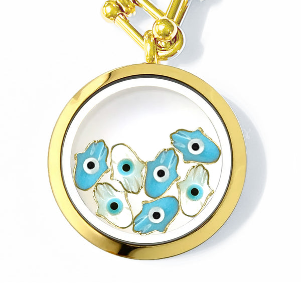 FATIMA Baby Floating Evil Eye Charms Necklace