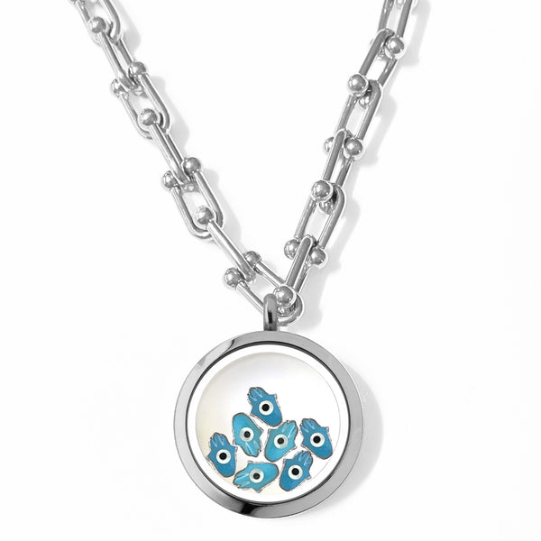 FATIMA Floating Evil Eye Charms Necklace