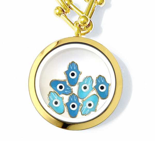 FATIMA Floating Evil Eye Charms Necklace