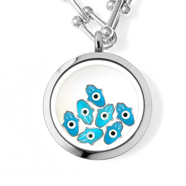 FATIMA Floating Evil Eye Charms Necklace