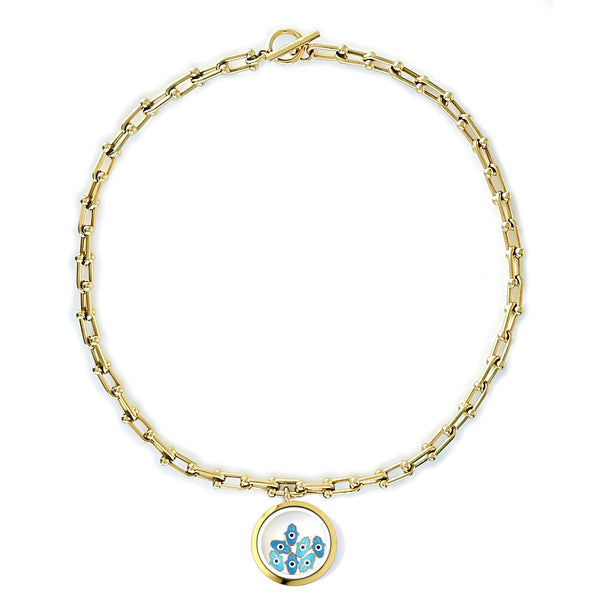 FATIMA Floating Evil Eye Charms Necklace