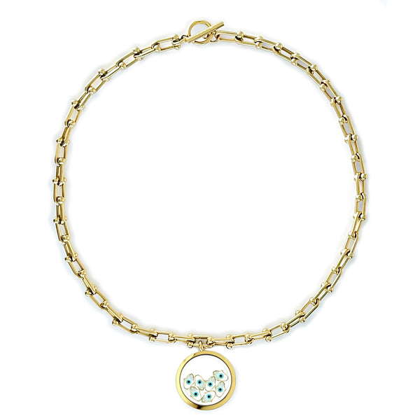 FATIMA Floating White Evil Eye Charms Necklace