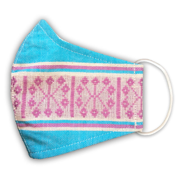 H'MONG Embroidered Blue Face Mask