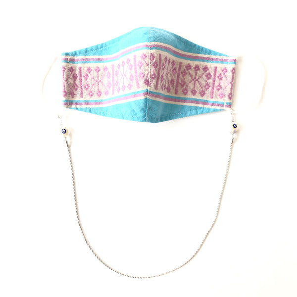 H'MONG Embroidered Blue Face Mask