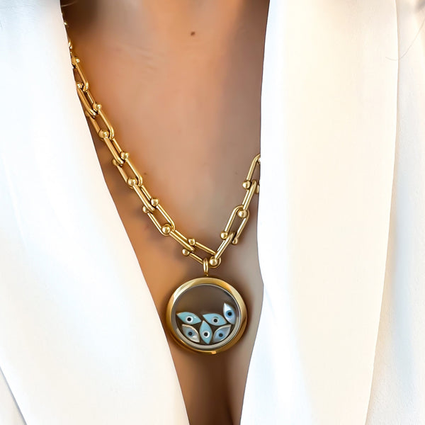 MIRIAM Floating Evil Eye Charms Necklace