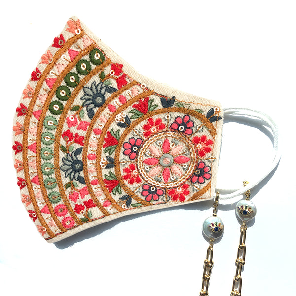 PRIYA Embroidered Flowers Garden Face Mask