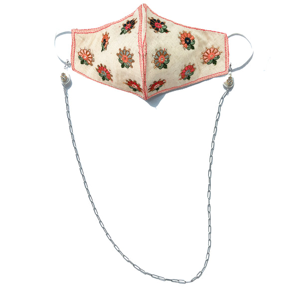 PRIYA Embroidered Flowers Embellished Face Mask