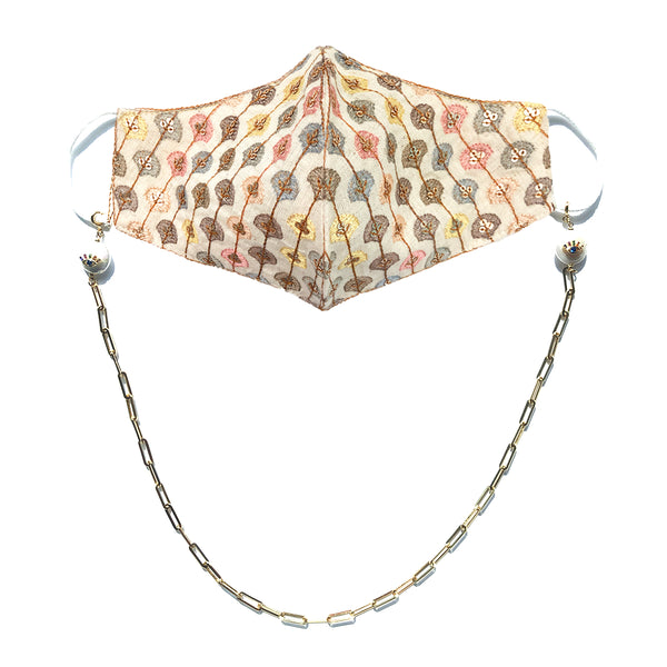 PRIYA Embroidered Fans Embellished Face Mask