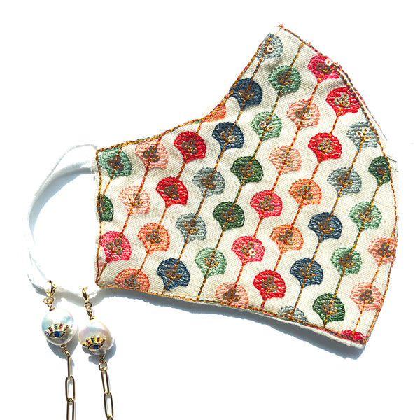 PRIYA Embroidered Fans Embellished Face Mask