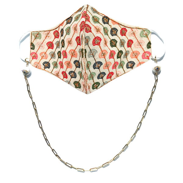PRIYA Embroidered Fans Embellished Face Mask
