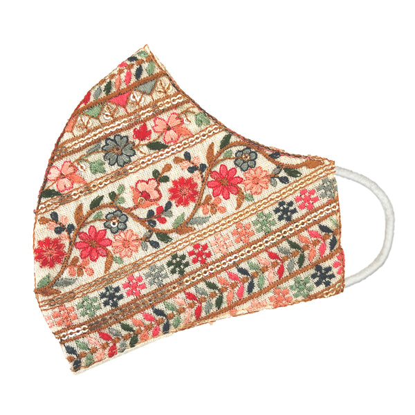 PRIYA Embroidered Flowers Mural Face Mask