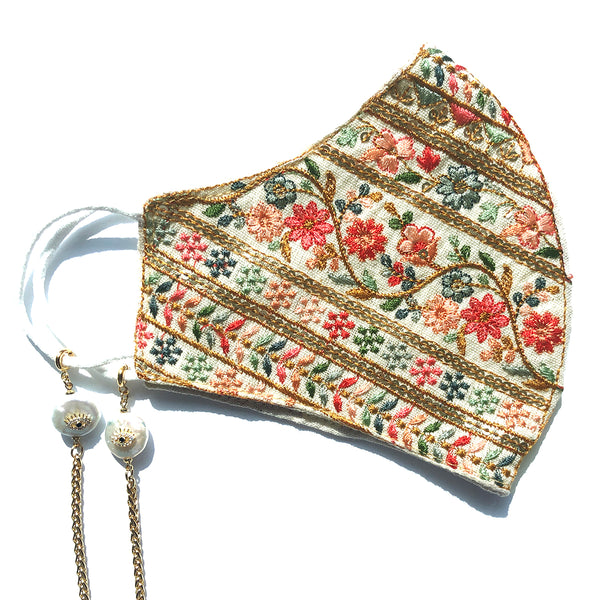 PRIYA Embroidered Flowers Mural Face Mask