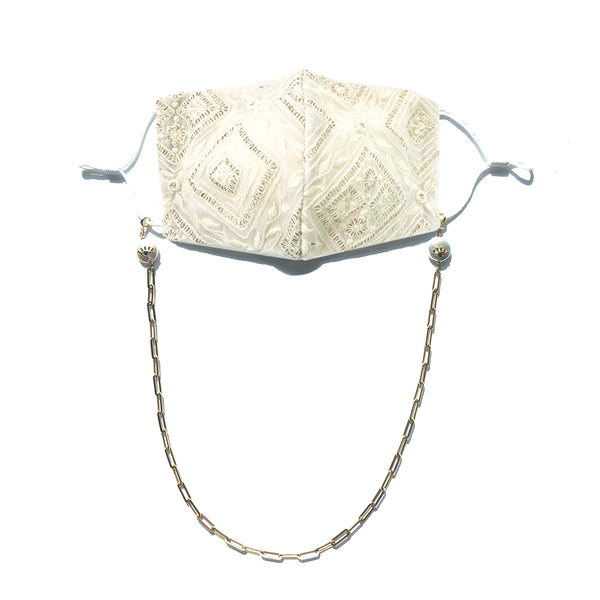 PRIYA Embroidered Off-White Face Mask