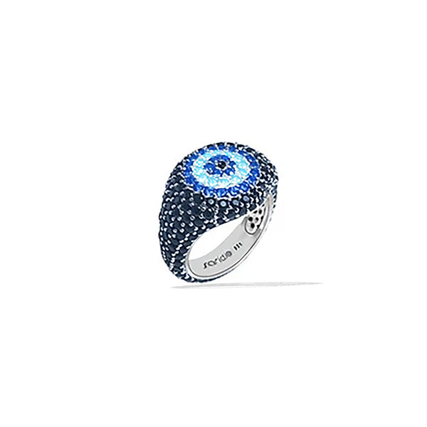 REEMA Black Evil Eye Pave Pinky Ring