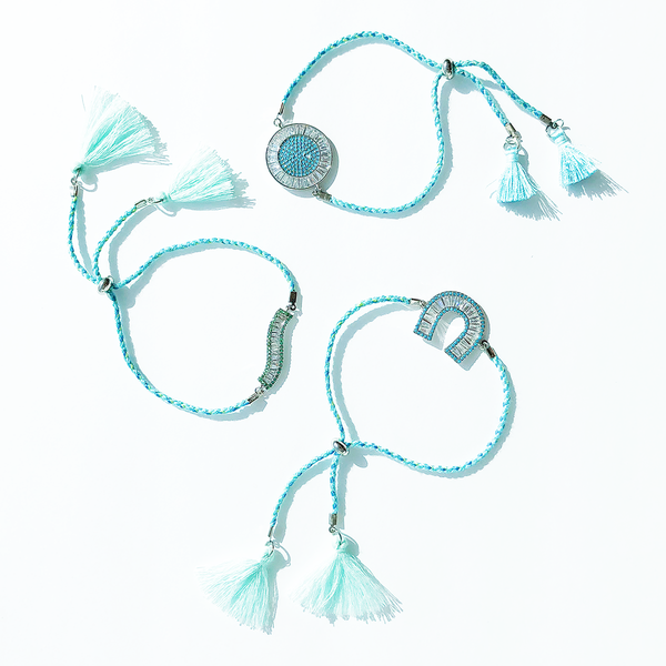 SIDI NAZAR TURQUOISE PAVE TASSELS BRACELET