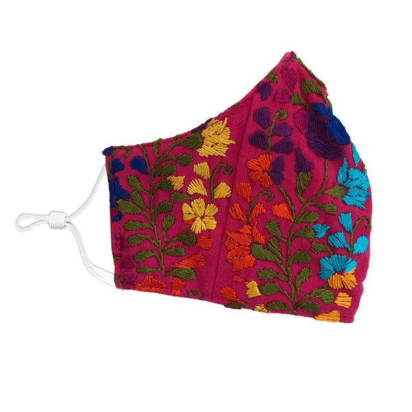 YARELI Flowers Fuchsia Embroidered Face Mask