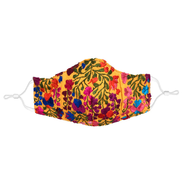YARELI Flowers Yellow Embroidered Face Mask