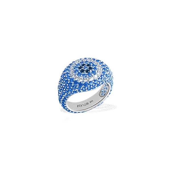 ZOFIA Evil Eye Blue Pave Pinky Ring
